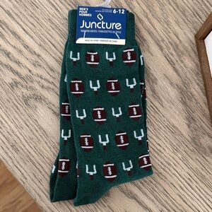 Juncture Green Football Pattern Casual Socks